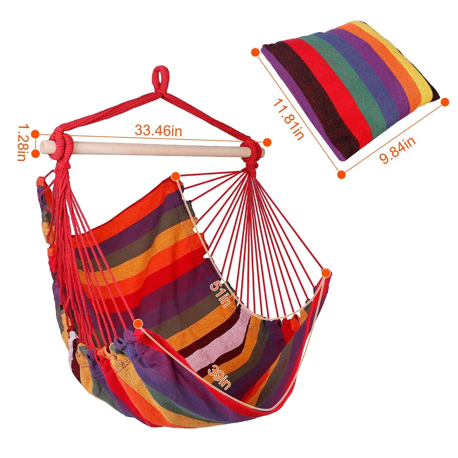 Porch Swing Chair Patio Crowd-pleaser Seat Rope Portable Hammock Camping Canvas Discount coupons Hanging Seat