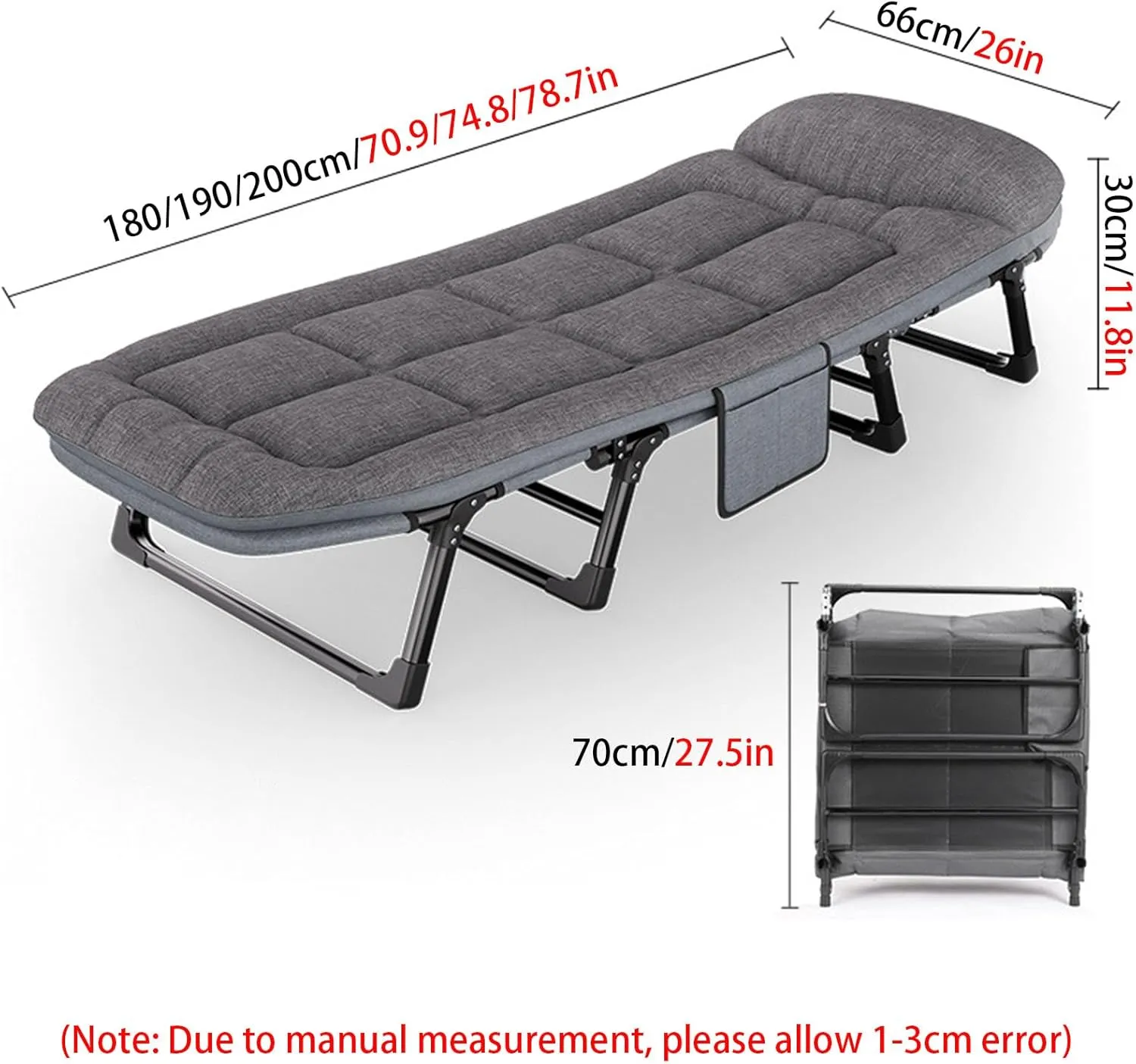 Portable Camping Cot, Camping Cot for Adults,Folding Cot for Outdoor Camping/Office, with Thick Memory Foam Mattress for Spare Bedroom & Office 450LBS Max Load Home Nap