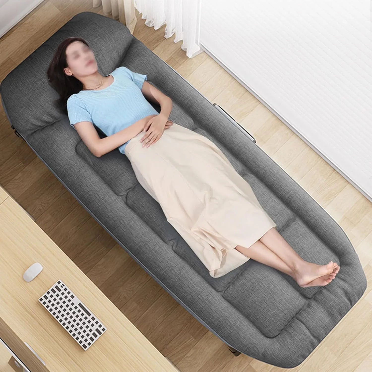 Portable Camping Cot, Camping Cot for Adults,Folding Cot for Outdoor Camping/Office, with Thick Memory Foam Mattress for Spare Bedroom & Office 450LBS Max Load Home Nap