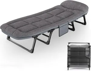 Portable Camping Cot, Camping Cot for Adults,Folding Cot for Outdoor Camping/Office, with Thick Memory Foam Mattress for Spare Bedroom & Office 450LBS Max Load Home Nap