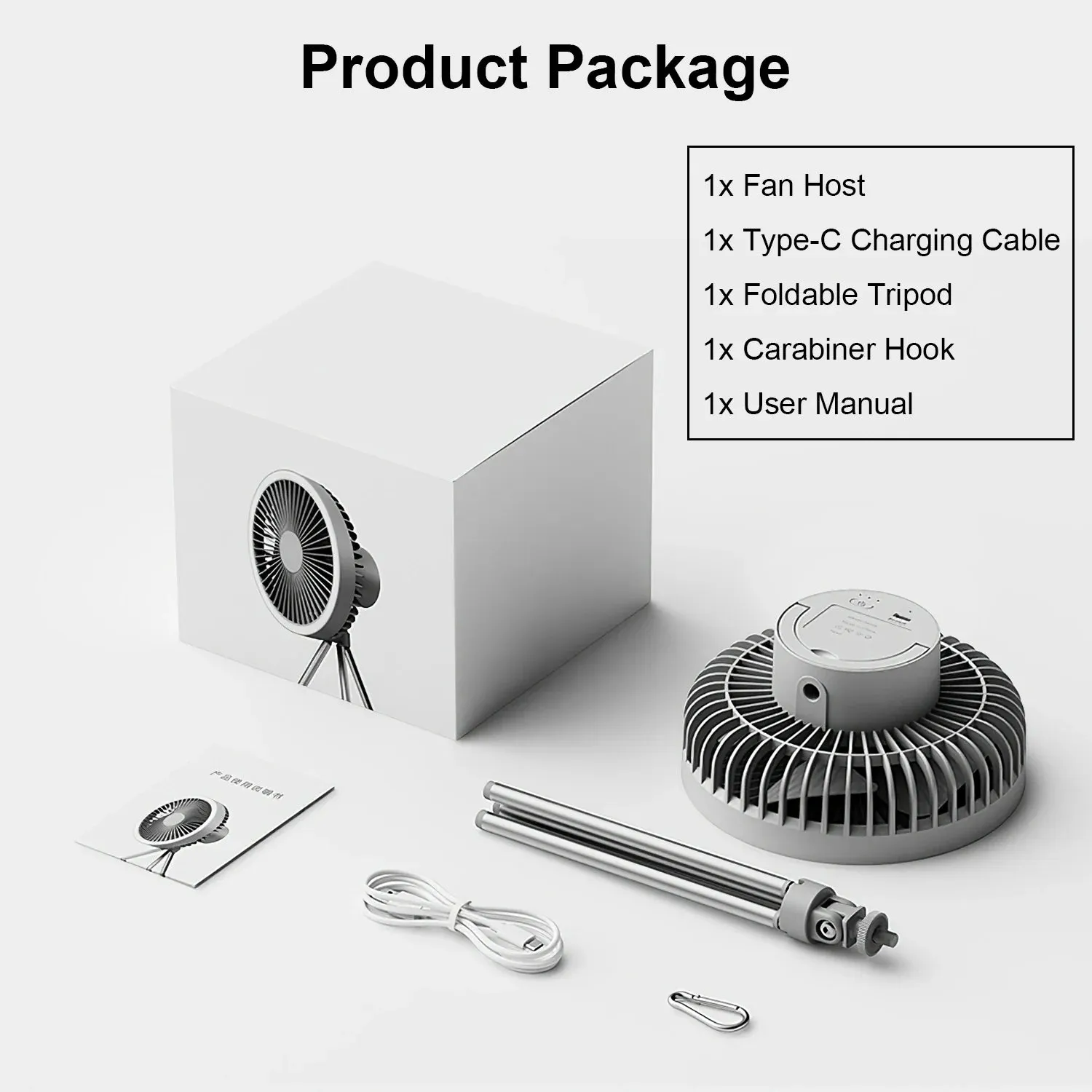 Portable Camping Fan - Tents Fan Rechargeable Battery Operated Fan - Personal Fan 3 Speed Setting for Travel Hiking Fishing