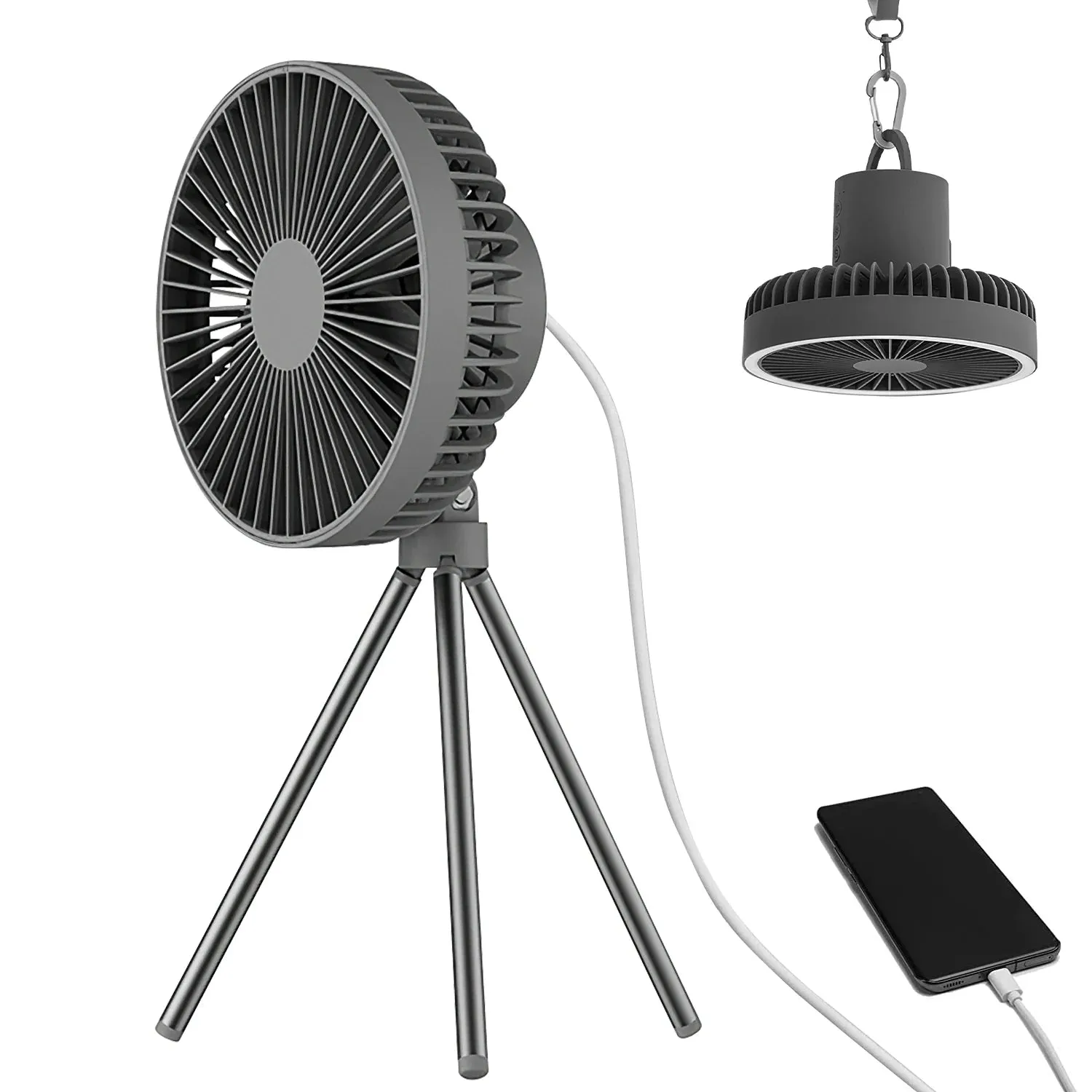 Portable Camping Fan - Tents Fan Rechargeable Battery Operated Fan - Personal Fan 3 Speed Setting for Travel Hiking Fishing