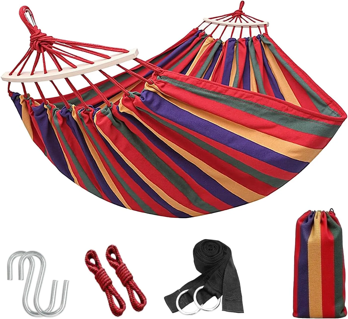 Portable Camping Hammock Lightweight Fabric Hammock for Backpacking, Beach, Patio, Backyard, Outdoor (Red)