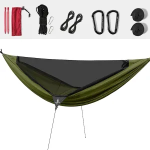 Portable Camping Hammock Tent with Mosquito Net, Lightweight Sleeping Hammock for Hiking, Backpacking, Travel, Outdoor (Green)
