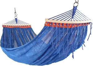 Portable Double Hammock Anti-Rollover Mesh Breathable Mesh Leisure Can Withstand Weight 250kg for Backpacking Beach (Color : Blue)
