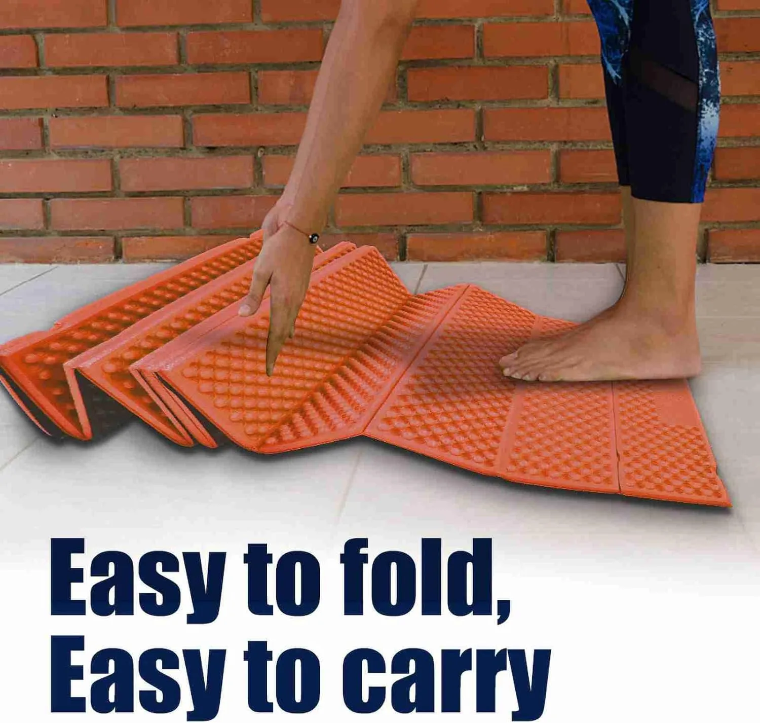 Portable Foam Sleeping Pad, Outdoor Foam Camping Pads, Egg Cell Shape Folding Camping Pad, Beach Tent Sleeping Pad for Sports, Yoga, Camping, Hiking (Orange)