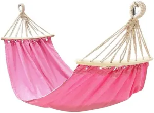 Portable Hammock Portable Child Hammock Green Fabric Air Hanging Swinging Camping Hammocks Kid Cotton Fabric Canvas Travel Hang Bed for Backpacking Beach (Color : Pink)