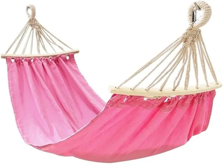 Portable Hammock Portable Child Hammock Green Fabric Air Hanging Swinging Camping Hammocks Kid Cotton Fabric Canvas Travel Hang Bed for Backpacking Beach (Color : Pink)