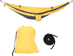 Portable Hammock Swing for Camping Courtyard Corridor Dual Use Hanging Chair Bed, Sturdy and Breathable, to Carry and Store (Yellow Gray)