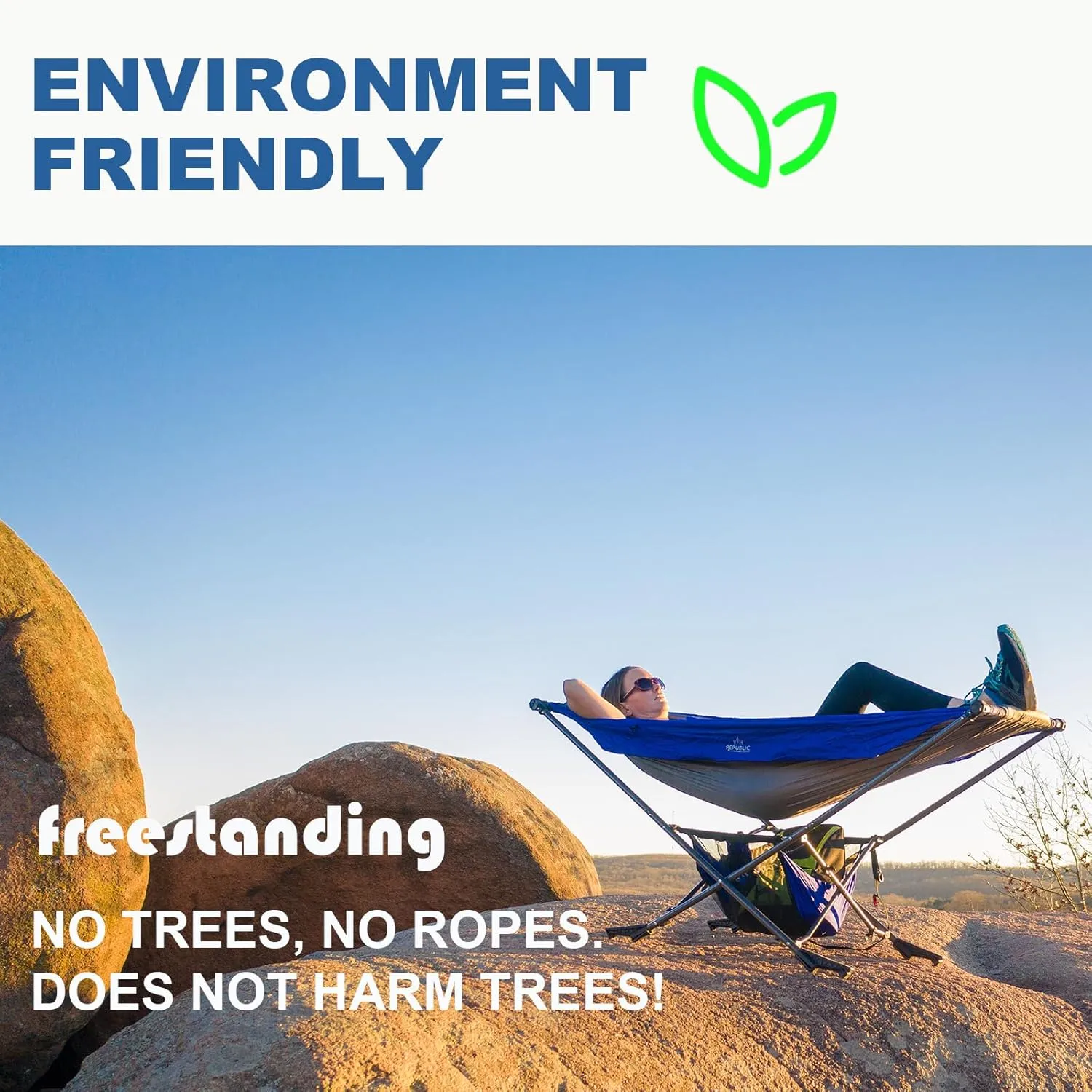 Portable Hammock with Stand, World's Best Mock ONE® Hammock, Compact Folding Framed Hammock with Adjustable Sunshade Canopy for Indoor, Outdoor, Park, Backpacking, Camping, Hiking, Travel, Beach-Blue