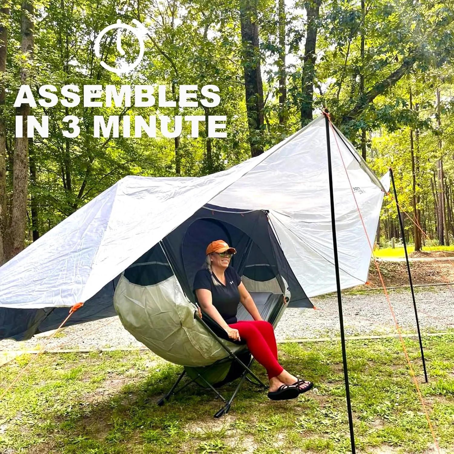Portable Hammock with Stand, World's Best Mock ONE® Hammock Samsara Set, Compact Folding Framed Hammock with Mosquito Net and Tarp for Hiking, Camping, Backpacking, Travel, Backyard, Beaches-Green
