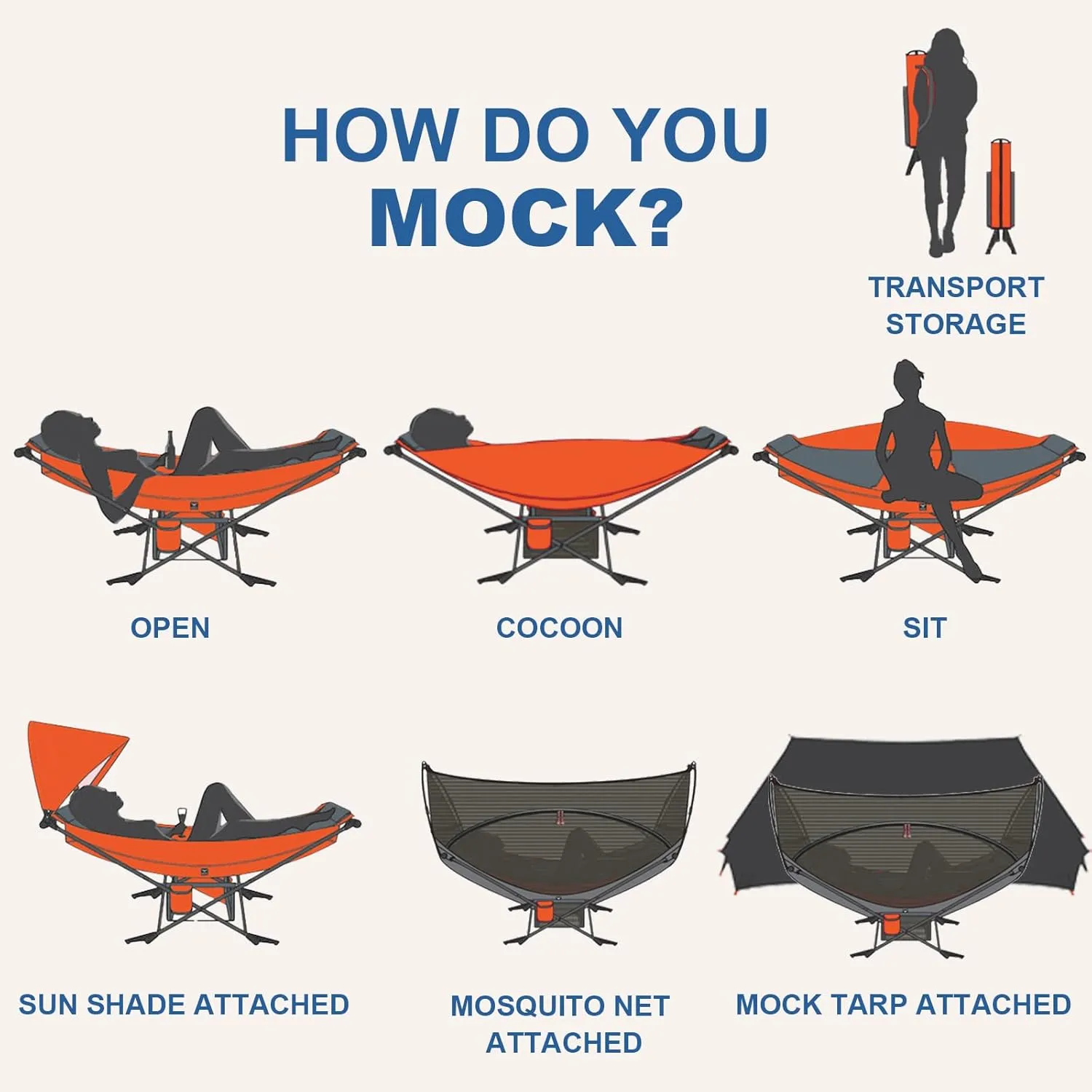 Portable Hammock with Stand, World's Best Mock ONE® Hammock Samsara Set, Compact Folding Framed Hammock with Mosquito Net and Tarp for Hiking, Camping, Backpacking, Travel, Backyard, Beaches-Green