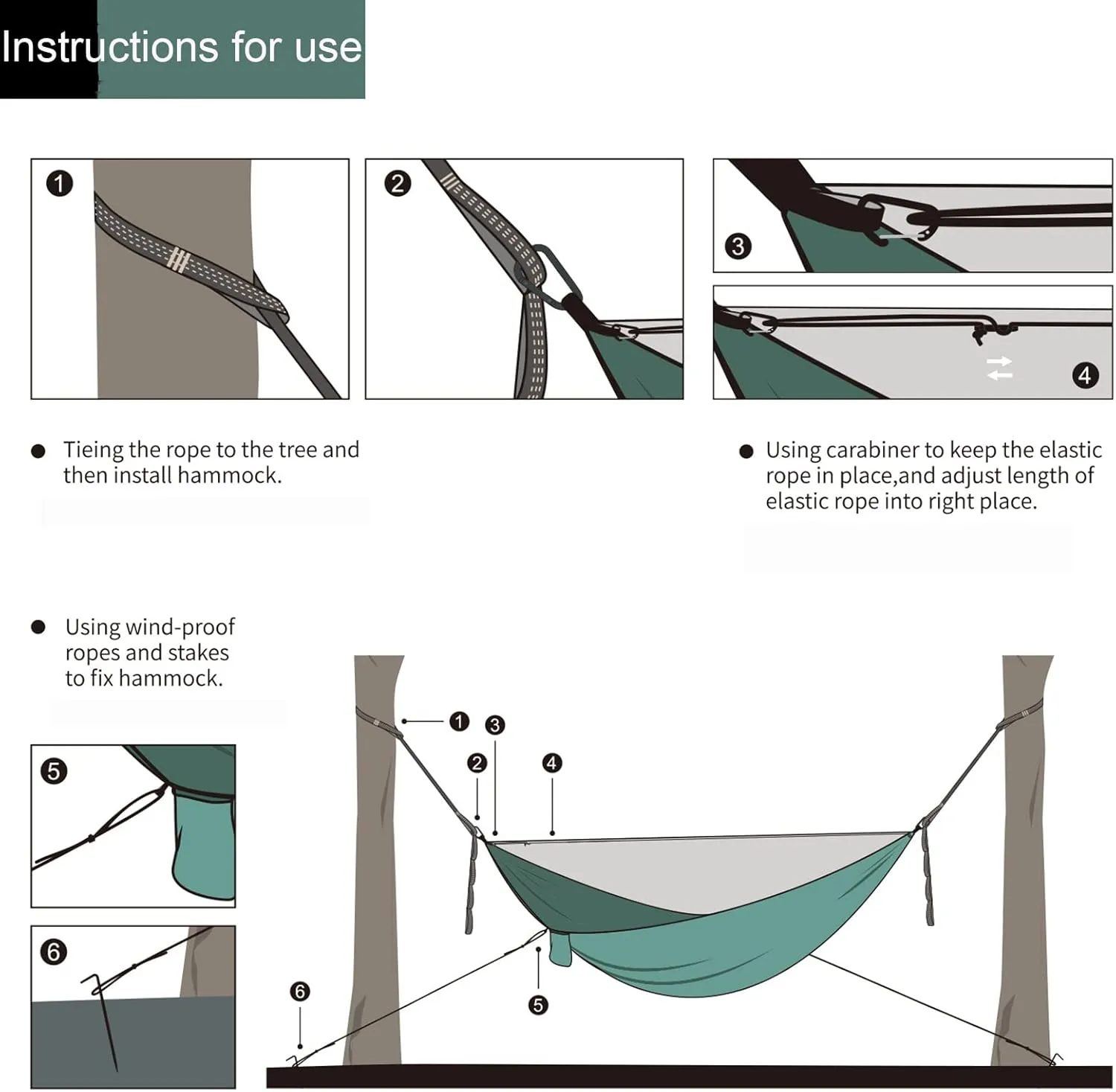Portable Hammocks, Camping Hammock with Mosquito Net,Travel Lightweight Hammocks with Tree Straps and Solid Carabiners, Hold Up to 660lbs (Green)