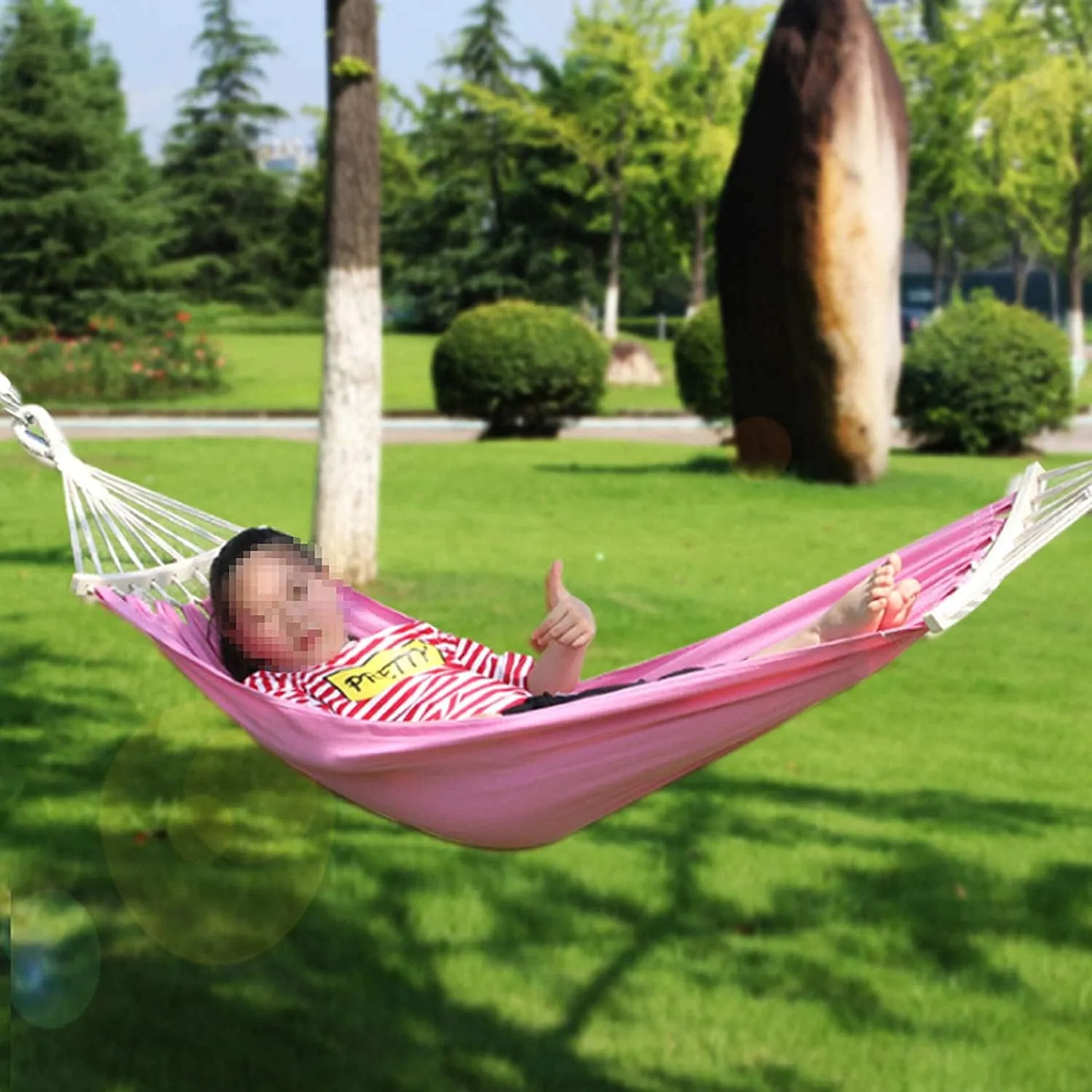Portable Hammocks Hanging Camping Hammock Breathable Casual Anti-Rollover Lightweight Camping for Indoor Outdoor Travel Hiking Beach Hammock for Outdoor(Pink)