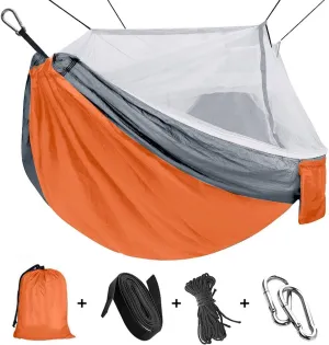 Portable Outdoor Hammock with Mosquito Net, Lightweight Parachute Fabric for Camping, Travel, Backpacking