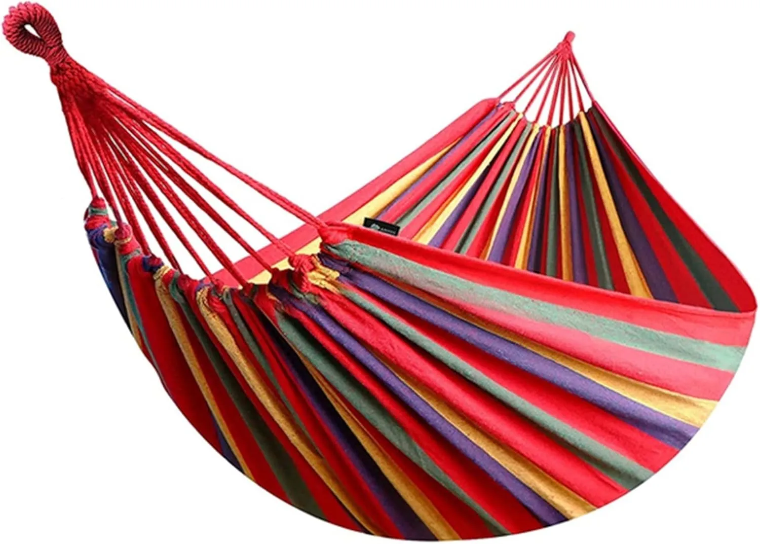 Portable Single Hammock - Striped Canvas Hanging Bed for Outdoor Garden Travel & Camping - Lightweight for Relaxation & Comfort - Ideal for Remote Adventures