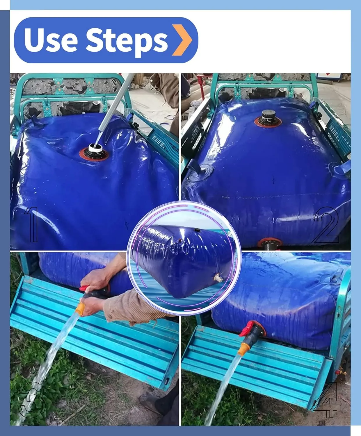 Portable Water Tank - Large Capacity Water Storage Bladder for Agricultural and Outdoor Use(9000L/2377gallon/4.5x2x1 M)