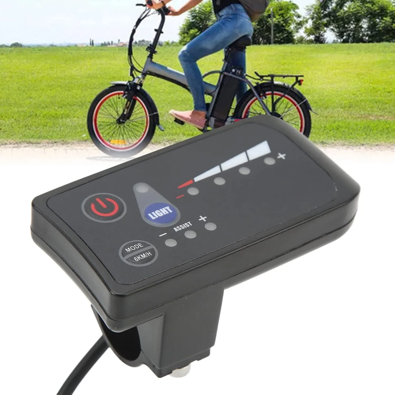 Power Display Meter, Electric Bike Waterproof Interface ABS Housing LED Display Panel, 5 Pin Multi-Functions Display Device for Cycling(48V)