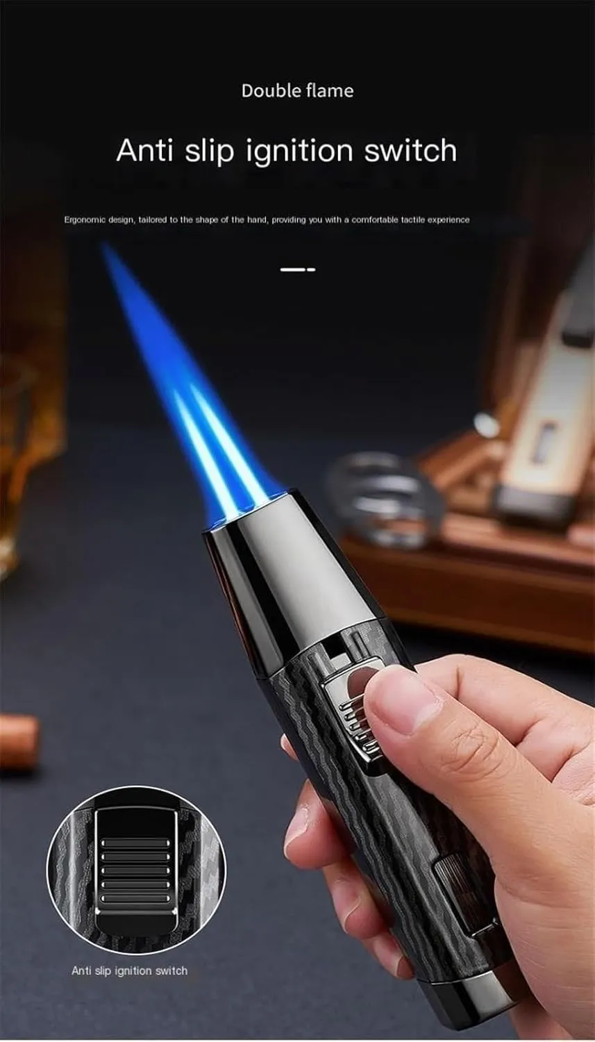 Powerful Adjustable Jet Blue Flame Dual-Arc Torch Lighter, Waterproof and Windproof for Candles, Outdo Electric Lighter, Bright Fire Lighter(Gold 2)