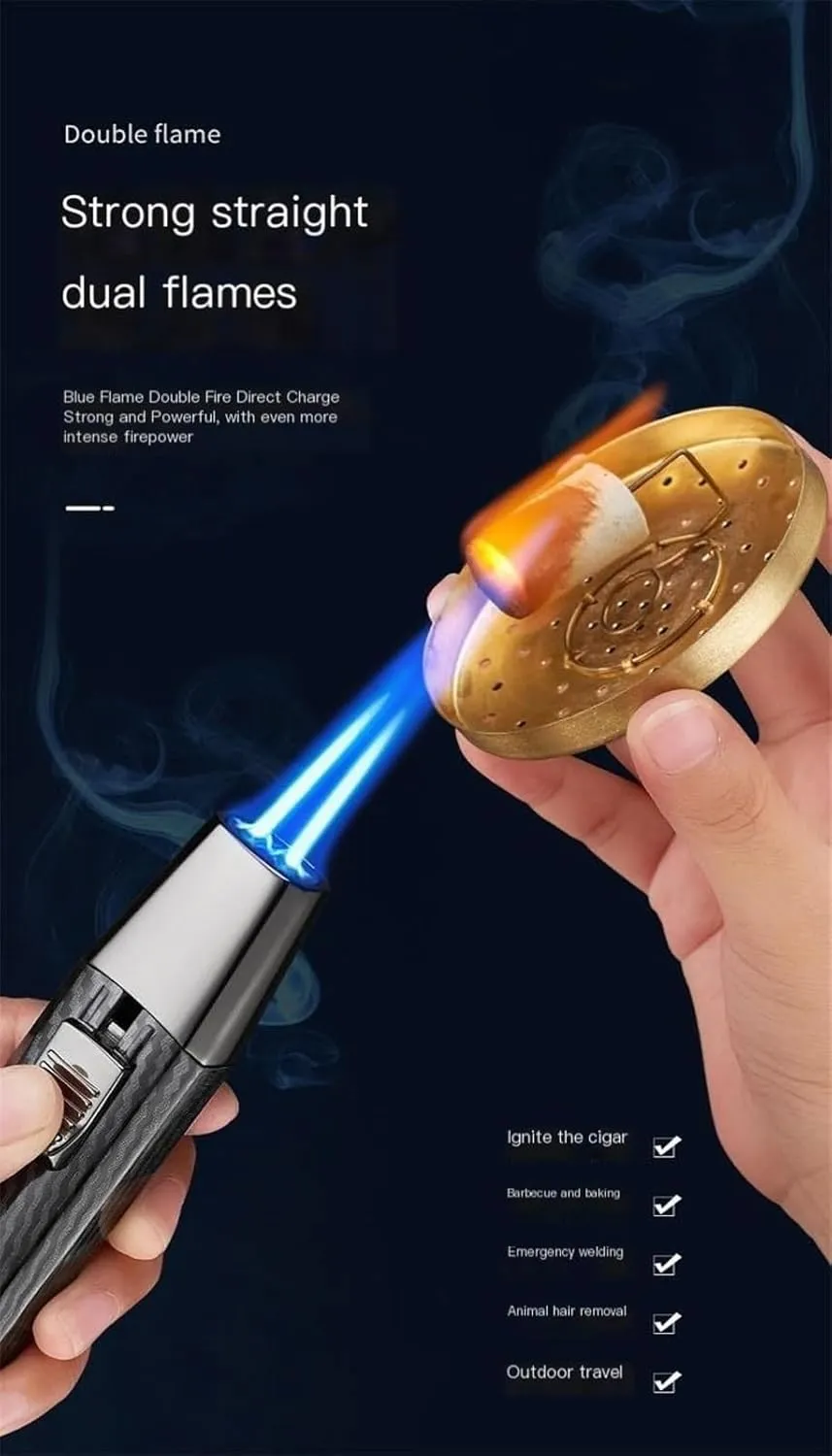 Powerful Adjustable Jet Blue Flame Dual-Arc Torch Lighter, Waterproof and Windproof for Candles, Outdo Electric Lighter, Bright Fire Lighter(Gold 2)