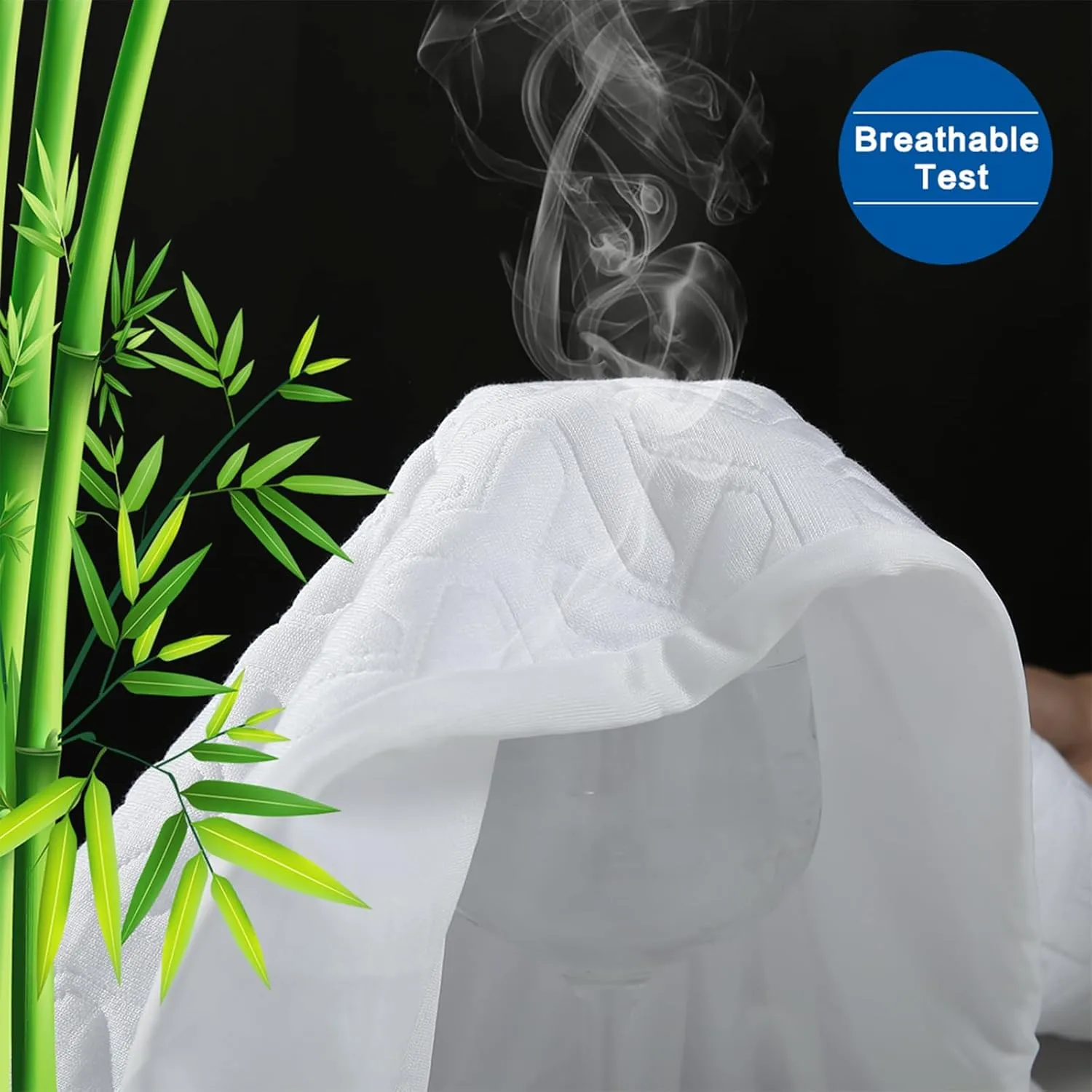 Premium 100% Waterproof Mattress Protector,4D Air Cooling 300GSM Queen Size Mattress Pad Cover,Breathable All-Round 360° Bed Mattress Topper Protection Noiseless Vinyl Free (White,Queen)