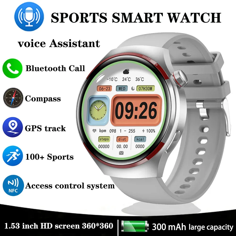 Premium Smartwatch for Men – 1.53'' AMOLED HD Screen, GPS, NFC, Bluetooth Calling, IP68 Waterproof, Heart Rate & Blood Pressure Monitoring, AI Voice Assistant, Sports & Fitness Tracker, 2024
