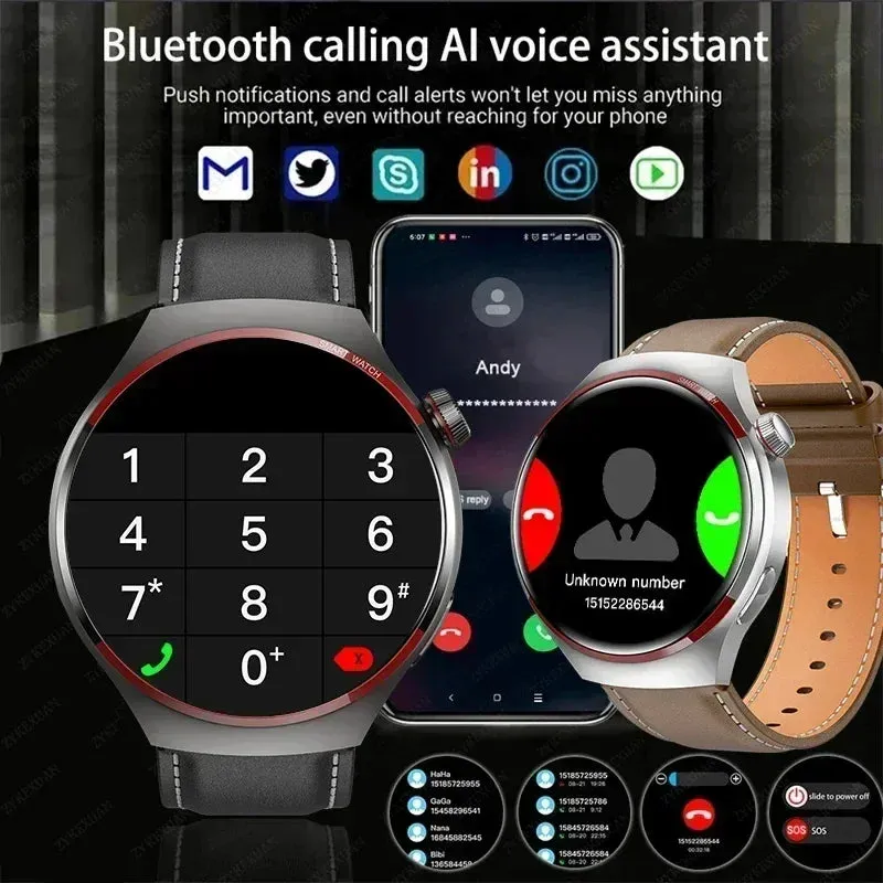Premium Smartwatch for Men – 1.53'' AMOLED HD Screen, GPS, NFC, Bluetooth Calling, IP68 Waterproof, Heart Rate & Blood Pressure Monitoring, AI Voice Assistant, Sports & Fitness Tracker, 2024