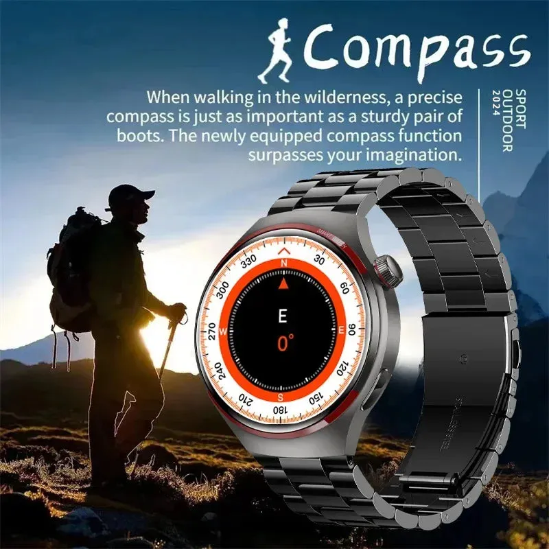 Premium Smartwatch for Men – 1.53'' AMOLED HD Screen, GPS, NFC, Bluetooth Calling, IP68 Waterproof, Heart Rate & Blood Pressure Monitoring, AI Voice Assistant, Sports & Fitness Tracker, 2024
