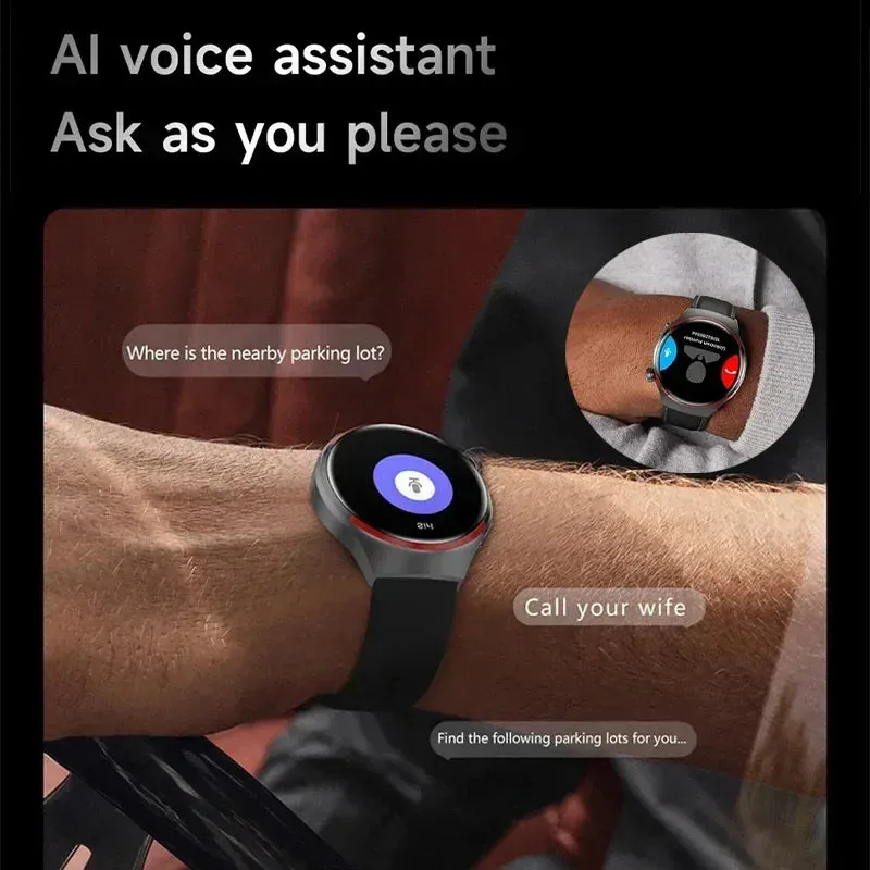 Premium Smartwatch for Men – 1.53'' AMOLED HD Screen, GPS, NFC, Bluetooth Calling, IP68 Waterproof, Heart Rate & Blood Pressure Monitoring, AI Voice Assistant, Sports & Fitness Tracker, 2024