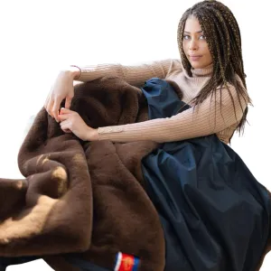 Pretty Rugged Faux Fur Luxe Customizable Original Blanket, Waterproof and Reversible, Machine Washable Fuzzy Throw, Chocolate Brown Mink