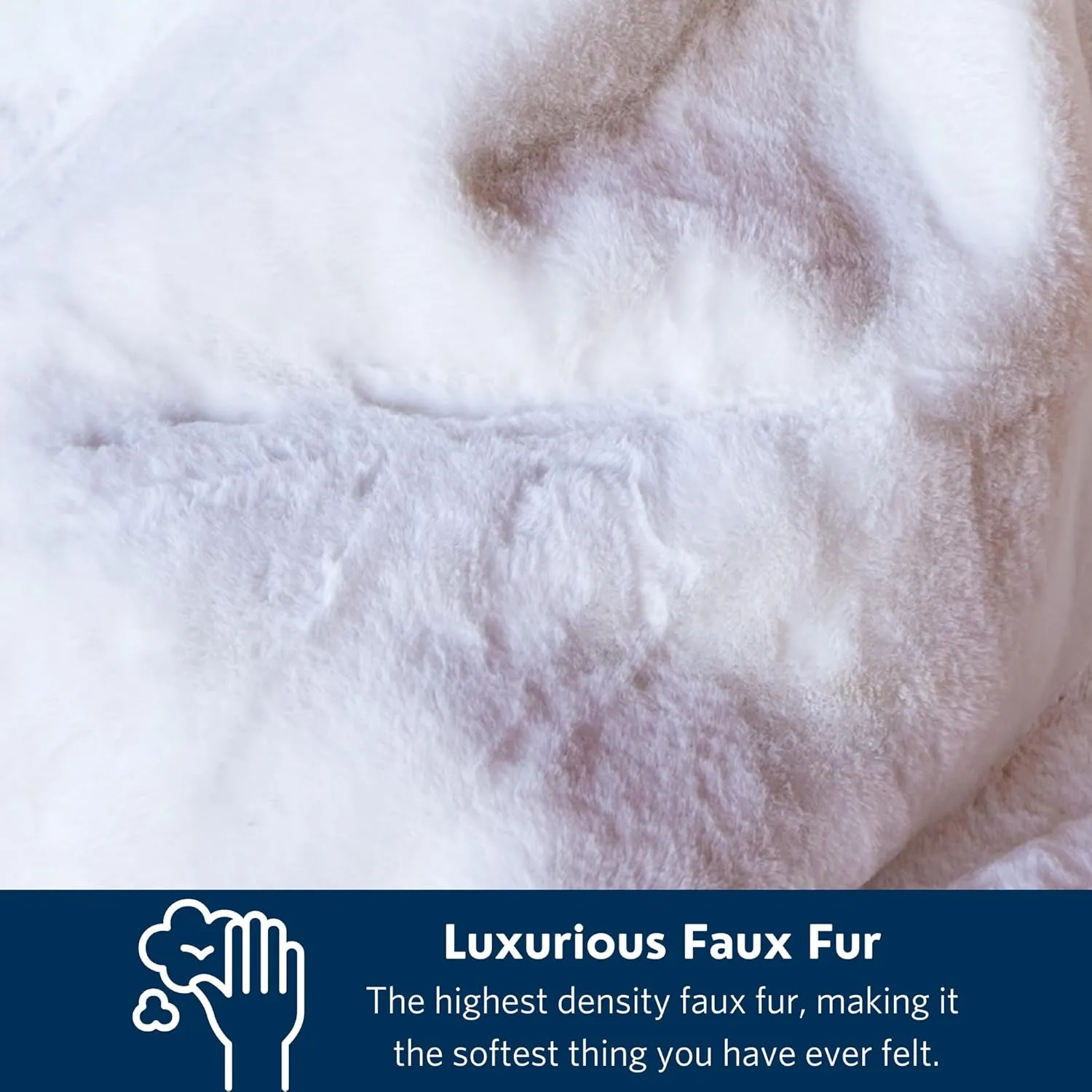 Pretty Rugged Faux Fur Luxe Customizable Original Blanket, Waterproof and Reversible, Machine Washable Fuzzy Throw, White Mink