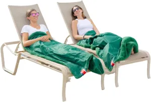 Pretty Rugged Faux Mink Luxe Customizable Long Lap Blanket, Waterproof and Reversible, Machine Washable Fuzzy Throw, Green