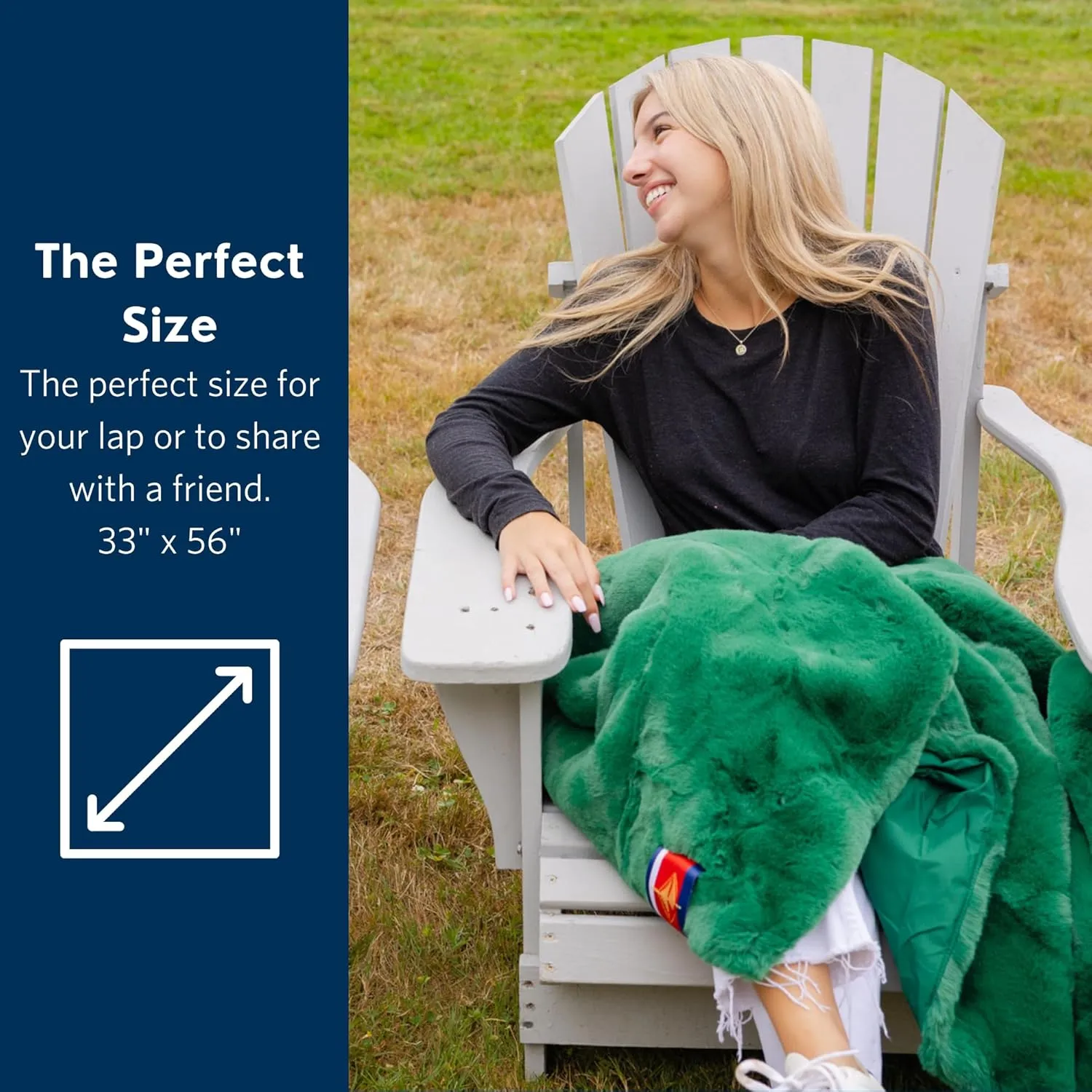 Pretty Rugged Faux Mink Luxe Customizable Long Lap Blanket, Waterproof and Reversible, Machine Washable Fuzzy Throw, Green