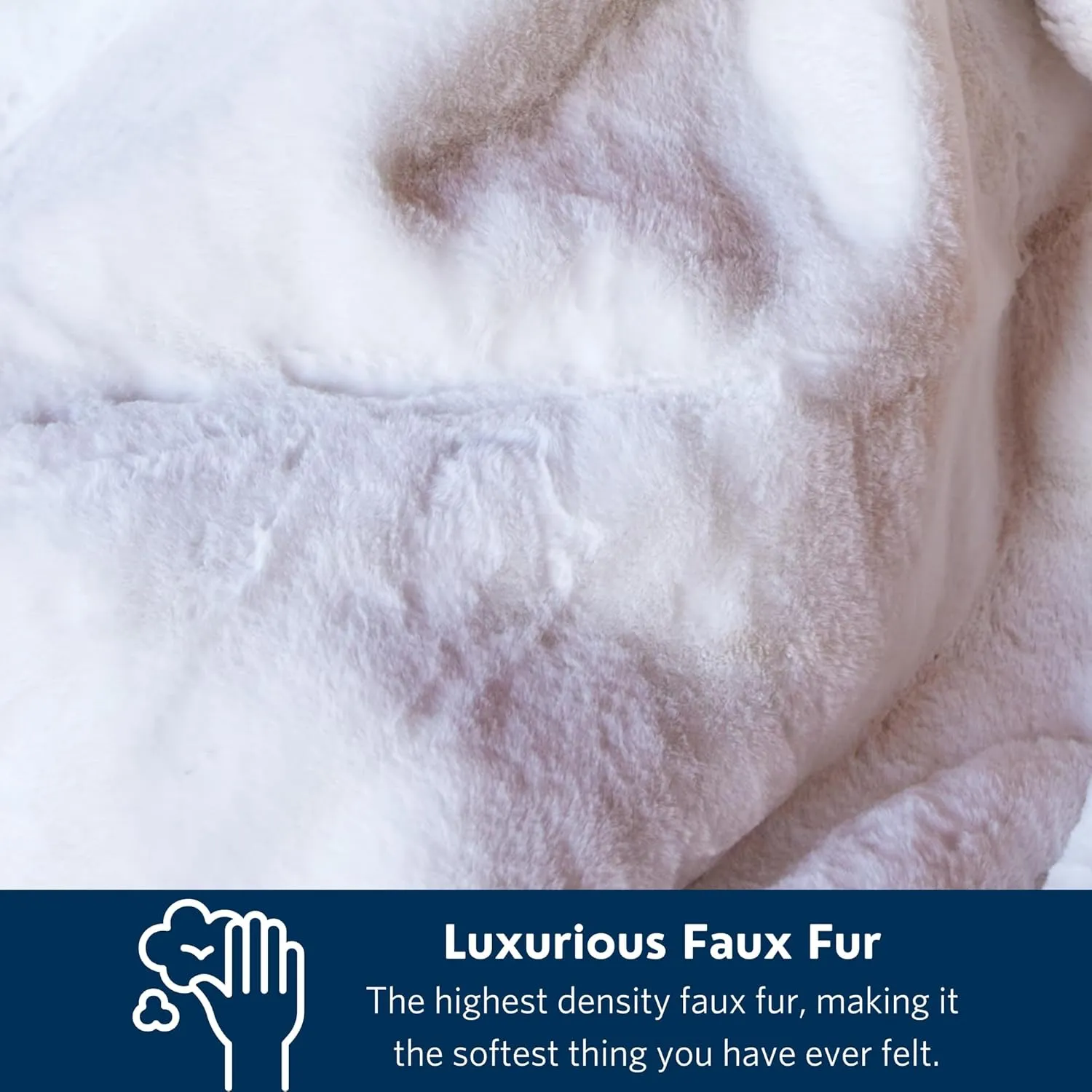 Pretty Rugged Faux Mink Luxe Customizable Long Lap Blanket, Waterproof and Reversible, Machine Washable Fuzzy Throw, White