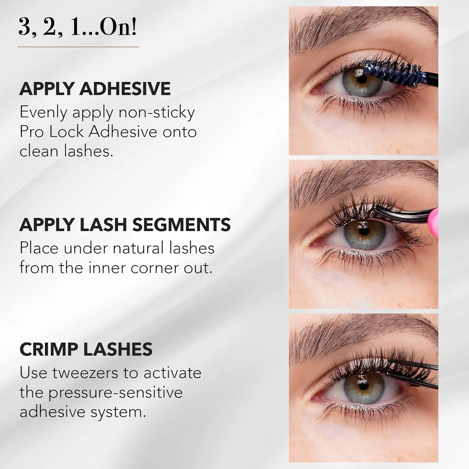 Pro Lash ProWear Starter Lash Clusters Kit - Easiest to Apply Lashes - 10-Day Cluster Eyelash Extensions - 3 Sets of False Eyelashes Plus Adhesive, Remover, Tweezers - Classic No. 01 - Black