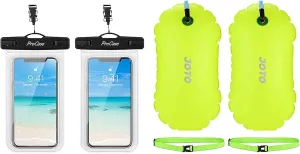 ProCase 2 Pack Universal Waterproof Phone Pouch Bundle with JOTO [2 Pack] Swimming Bubble Safety Float with Adjustable Waist Belt