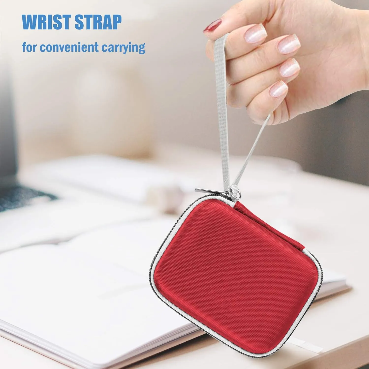 ProCase Hard Carrying Case Compatible for Samsung T7/ T7 Touch Portable SSD with 2 Cable Ties, Shockproof Travel Organizer for 500GB 1TB 2TB USB 3.2 External Solid State Drives Red