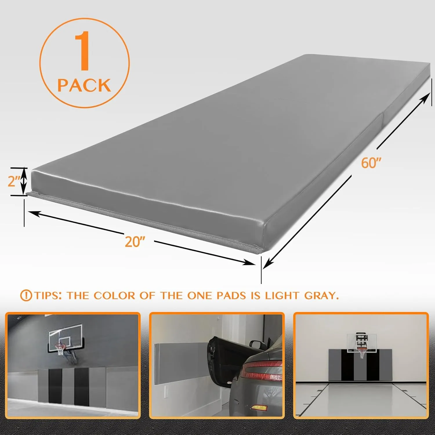 PROGOAL Gym Wall Paddings Basketball Court Wall Protection Pad - 2”Thick Foam Wall Mat Durable Protector for Wall-Mounted Basketball Hoops Garage Taekwondo（60" Lx20 W）