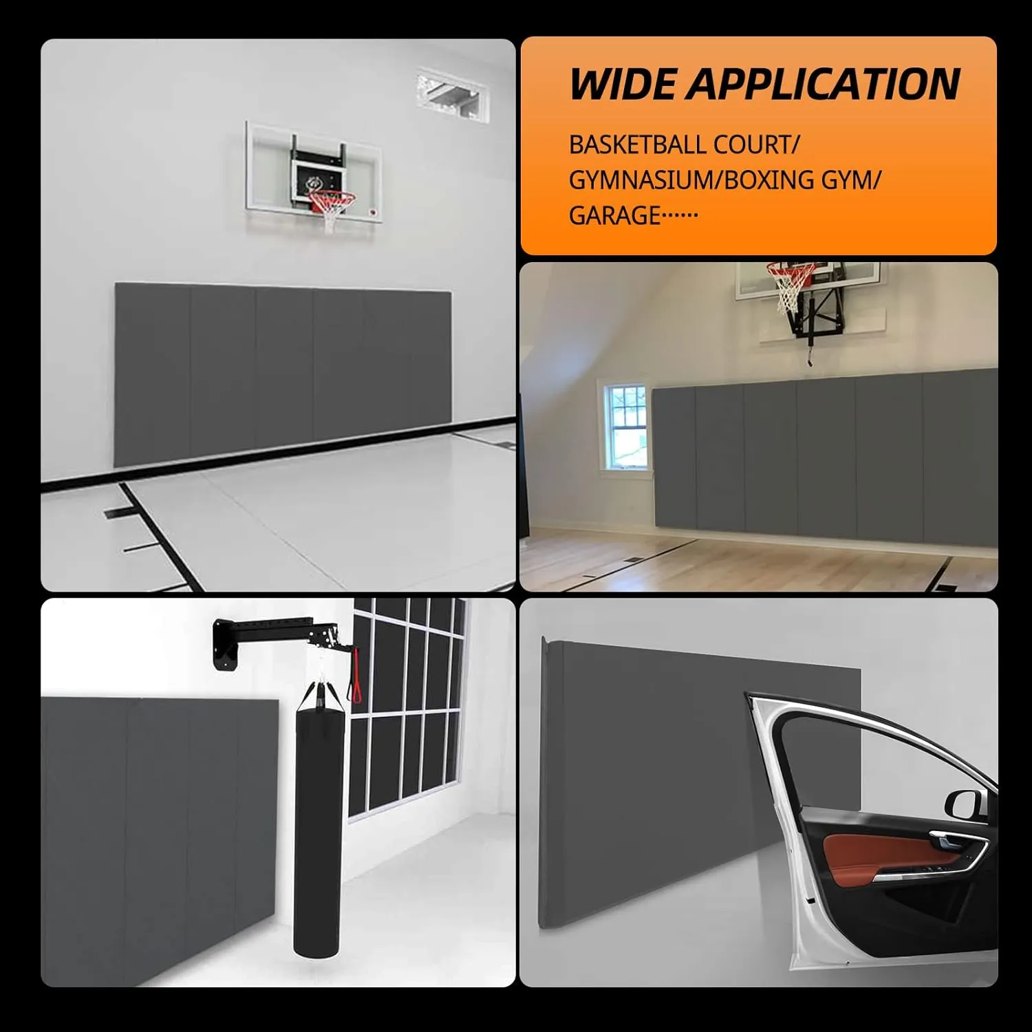 PROGOAL Gym Wall Paddings Basketball Court Wall Protection Pad - 2”Thick Foam Wall Mat Durable Protector for Wall-Mounted Basketball Hoops Garage Taekwondo（60" Lx20 W）