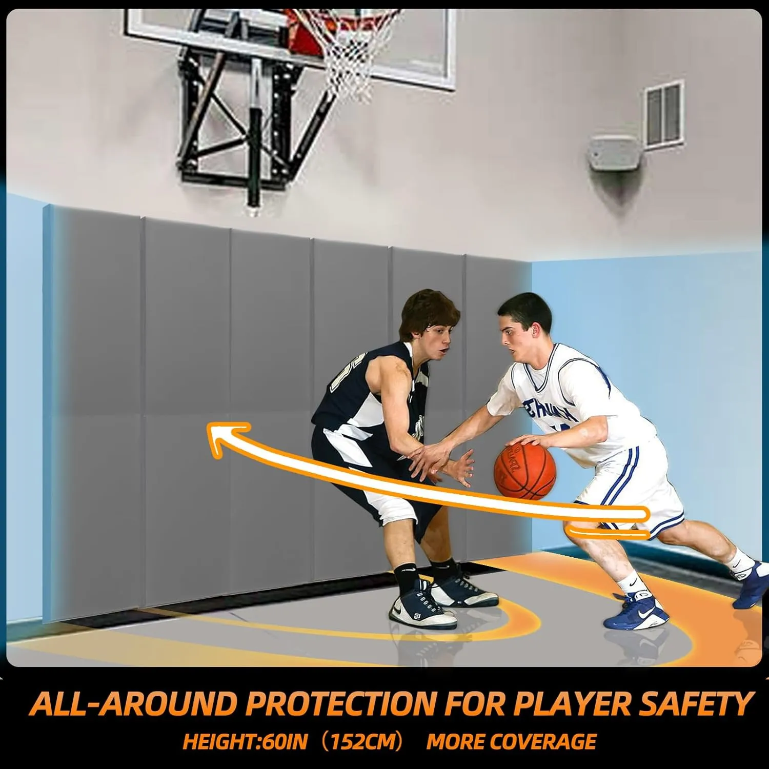 PROGOAL Gym Wall Paddings Basketball Court Wall Protection Pad - 2”Thick Foam Wall Mat Durable Protector for Wall-Mounted Basketball Hoops Garage Taekwondo（60" Lx20 W）