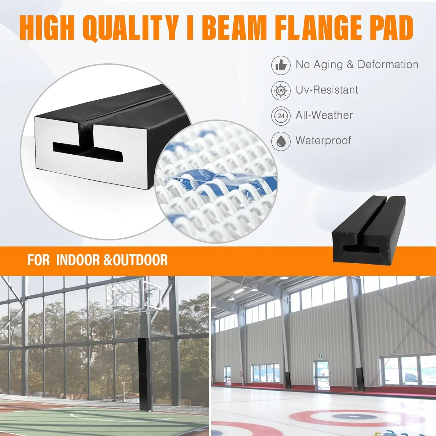 PROGOAL I Beam Flange Pad - 3FT High Heavy Duty Durable Laminated PVC Cloth 2 Inch Thick Foam Clad Closed Cell Foam Padding for 5/6/8/10/12 Inch Face I Beam Flange