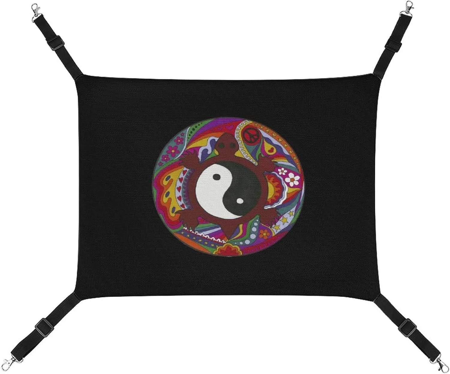 Psychedelic Turtle Yin and Yang Hanging Cat Bed Soft Breathable Pet Hammock for Cage Pet Sleeper for Kitten Ferret Puppy Rabbit