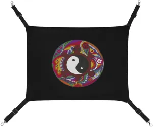 Psychedelic Turtle Yin and Yang Hanging Cat Bed Soft Breathable Pet Hammock for Cage Pet Sleeper for Kitten Ferret Puppy Rabbit
