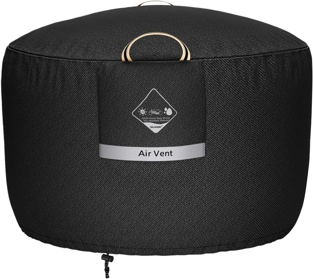 QH.HOME Fire Pit Cover Round Super Waterproof, 36" D X 24" H Outdoor Firepit Cover 600D Strong Tear Resistant, Premium Fading Resistant for Fire Pit