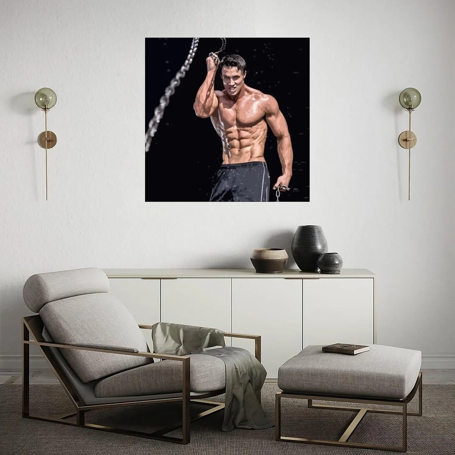 QNBHYAA Muscle Man Greg Plitt Mr. Health Poster Retro Famous Actor Quotes Poster Canvas Painting Wall Art Poster for Bedroom Living Room Decor 12x12inch(30x30cm)