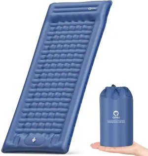 QPAU Sleeping Pad for Camping, Camping Mattress, 76''X26'', 4.7'' Extra-Thick Enhanced Support, with Built-in Foot Pump, for Camping, Hiking - Airpad, Backpacking and Home, (Blue)
