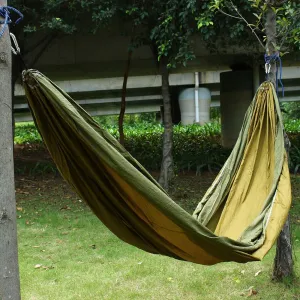 Qtqgoitem Backpacking Travel, Summer Nylon Nest Hanging, Sleeping Bed, Lightweight, Parachute, Portable Swing, Double Hammock with, Carabiners Army Green (Model: 4cc 0aa 140 b34 d5c)
