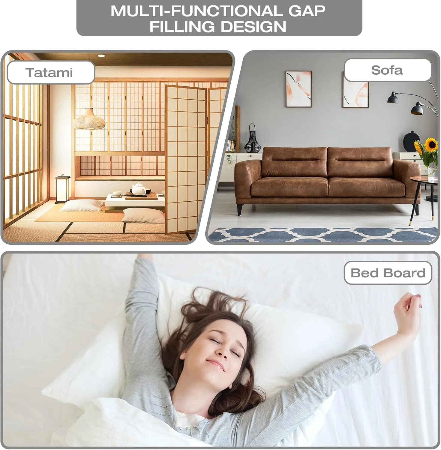 Queen Size Wedge Pillow Headboard Gap Bed Crack Filler Triangle Nora Pillows Long Plus Gap(0-8") Between Mattress and Headboards for Dorm Sleeping Backest Room Accessories Apartment Must Haves White