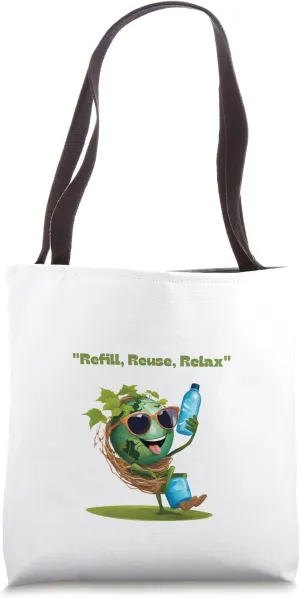 "Refill, Reuse, Relax" Funny Cool Tote Bag