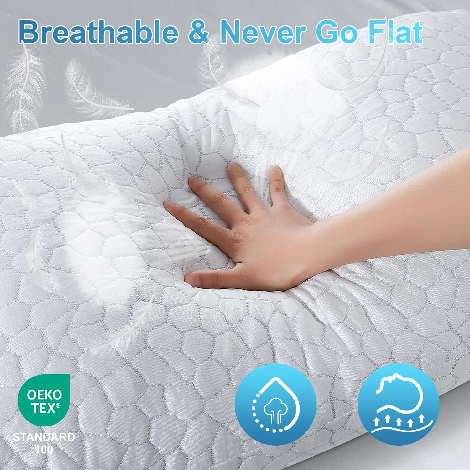 QUTOOL Cooling Bed Pillows for Sleeping Shredded Memory Foam King Pillows 2 Pack Gel Pillows King Size Set of 2, Support Yet Soft Adjustable Pillow for Side, Back Sleepers